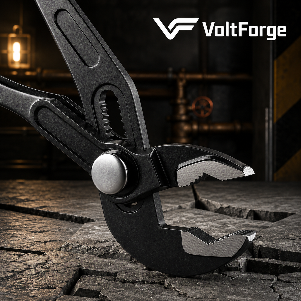VoltForge Adjustable Pump Pliers – Large Opening Multi-Grip Pipe Pliers for Plumbing, Maintenance & Repair Work
