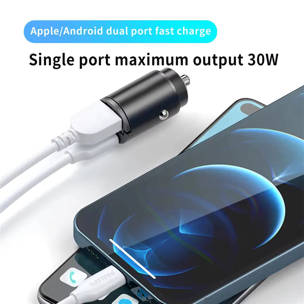 VoltForge PD & QC3.0 Dual-Port Fast Car Charger