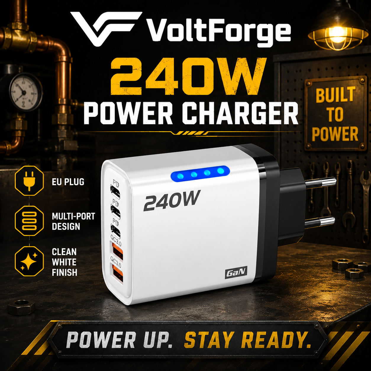 VoltForge 5-Port USB-C PD Fast Charger