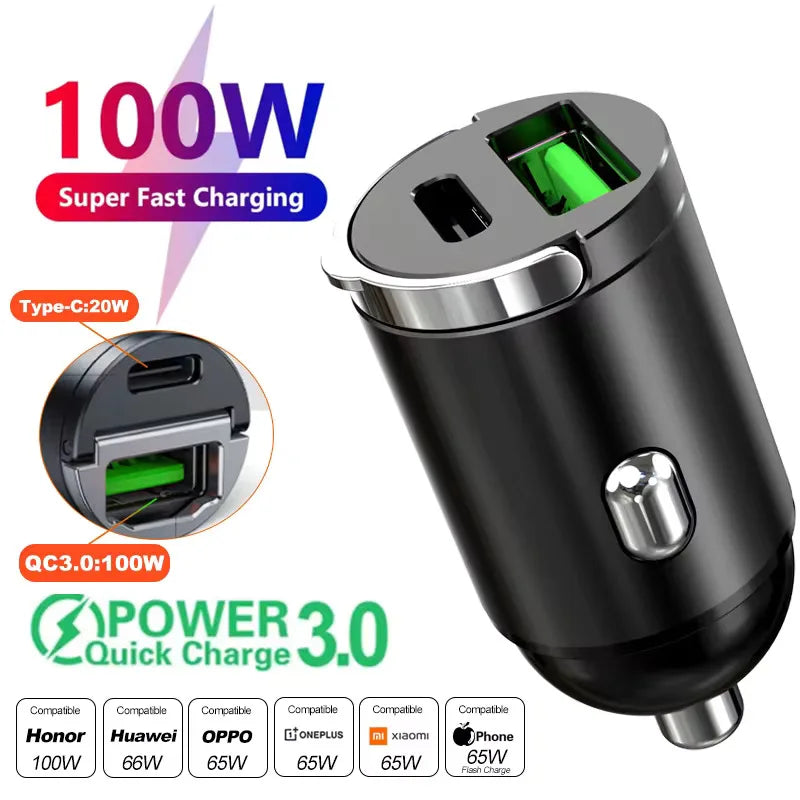 VoltForge PD & QC3.0 Dual-Port Fast Car Charger