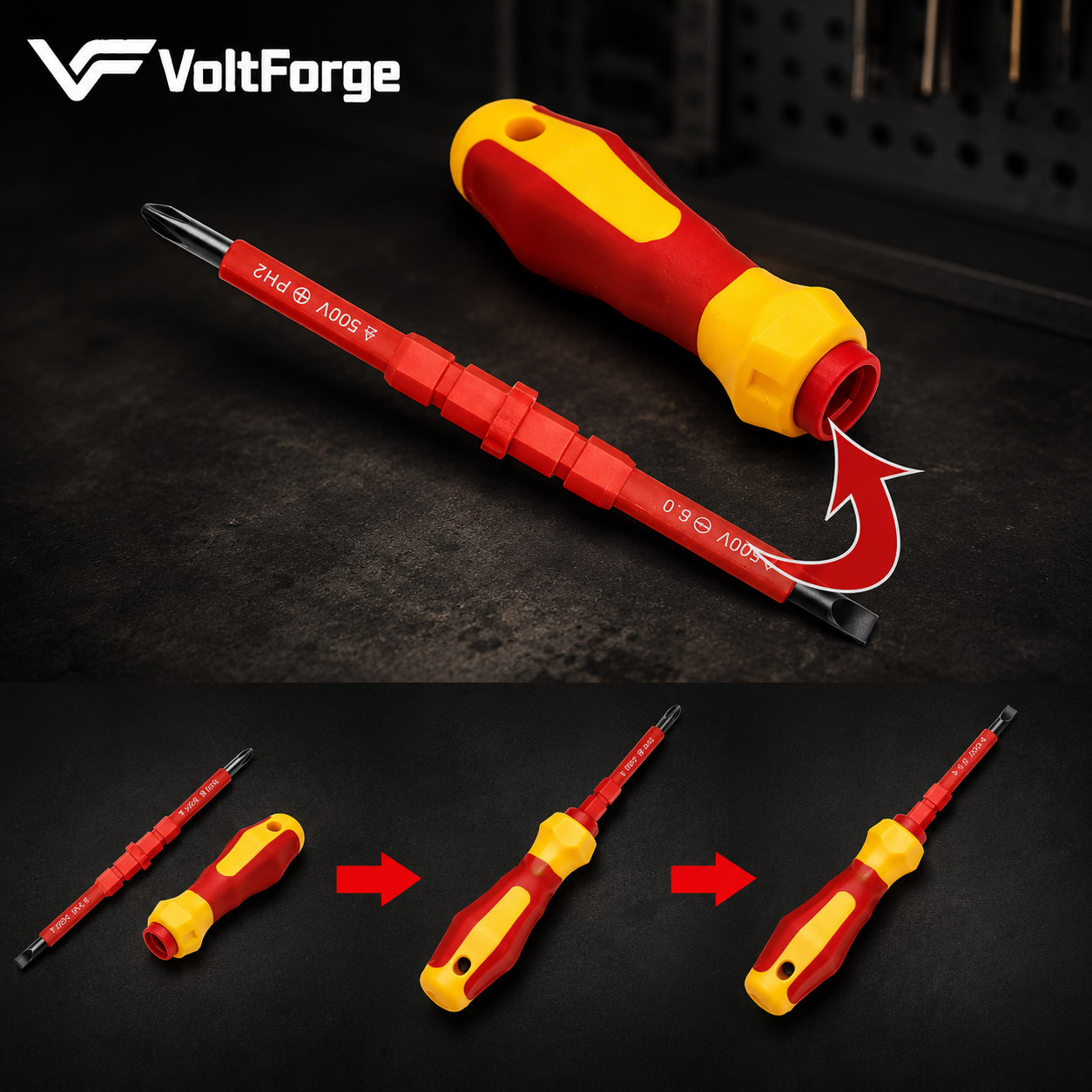 VoltForge 3-in-1 Insulated Electrician Screwdriver Kit
