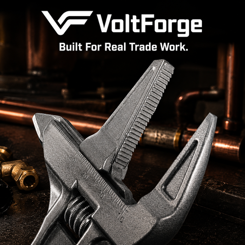 VoltForge 6–68mm Adjustable Pipe Wrench – Universal Large Opening Spanner for Bathroom & Plumbing Repairs