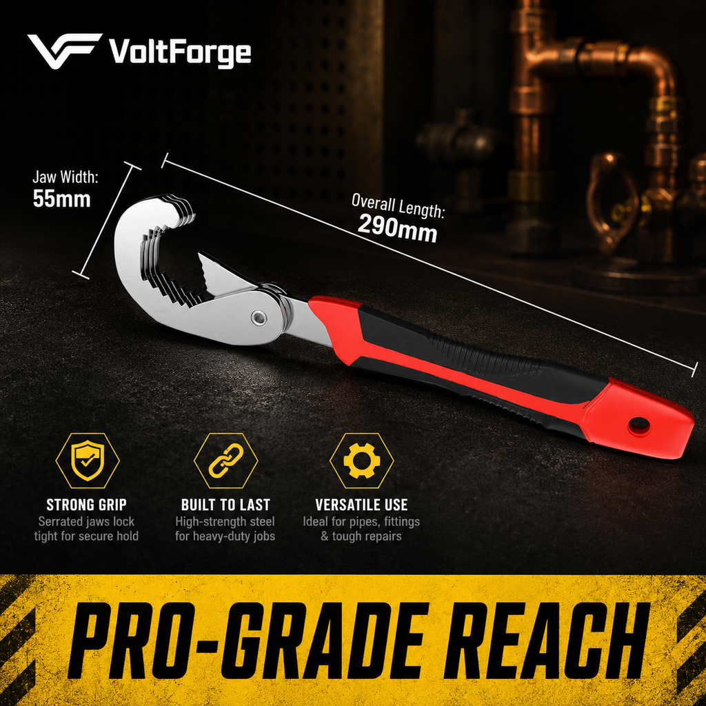 VoltForge Universal Adjustable Wrench Set – Double Open-End High Carbon Steel Spanners for Plumbing, Maintenance & Repair
