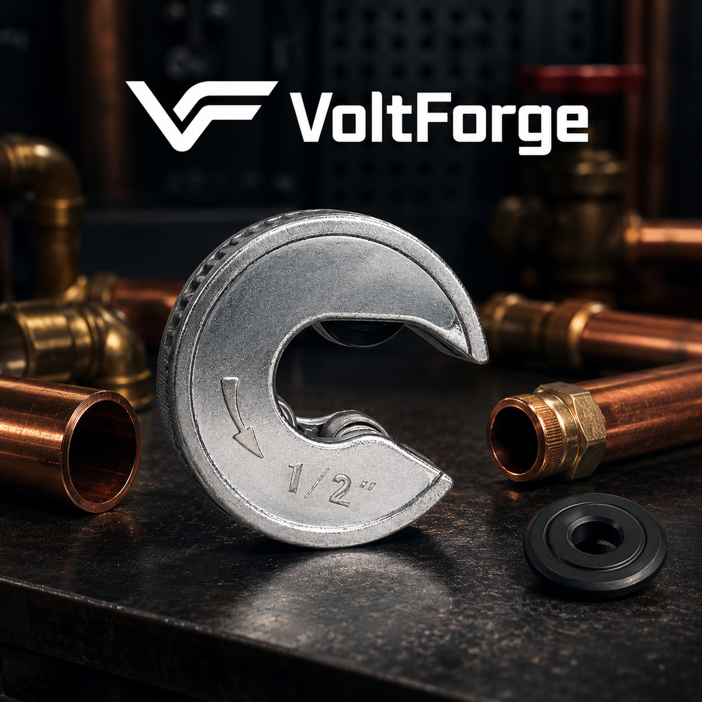 VoltForge Round Tube Cutter 1/2"–3/4" – Copper & Aluminium Pipe Cutting Tool with Automatic Locking Mechanism