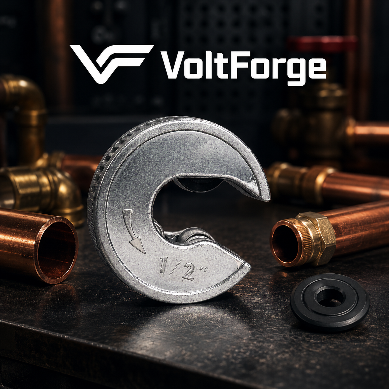 VoltForge Round Tube Cutter 1/2"–3/4" – Copper & Aluminium Pipe Cutting Tool with Automatic Locking Mechanism