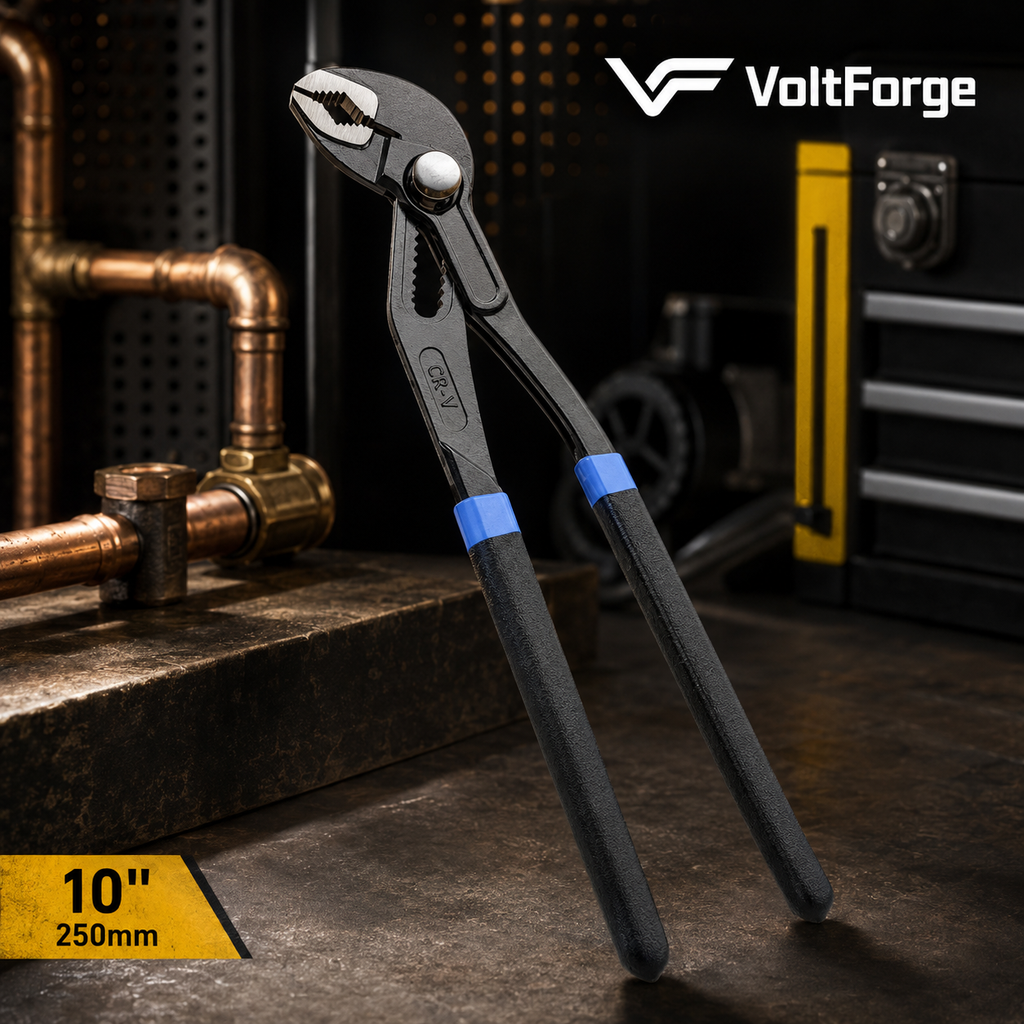 VoltForge Adjustable Pump Pliers – Large Opening Multi-Grip Pipe Pliers for Plumbing, Maintenance & Repair Work