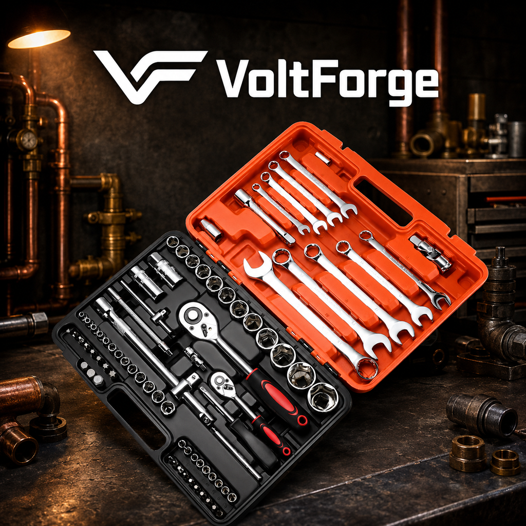 VoltForge 24/72 Tooth Ratchet Wrench Set – Socket & Screwdriver Bit Kit with Extension Rod for Car Repair & Home Use