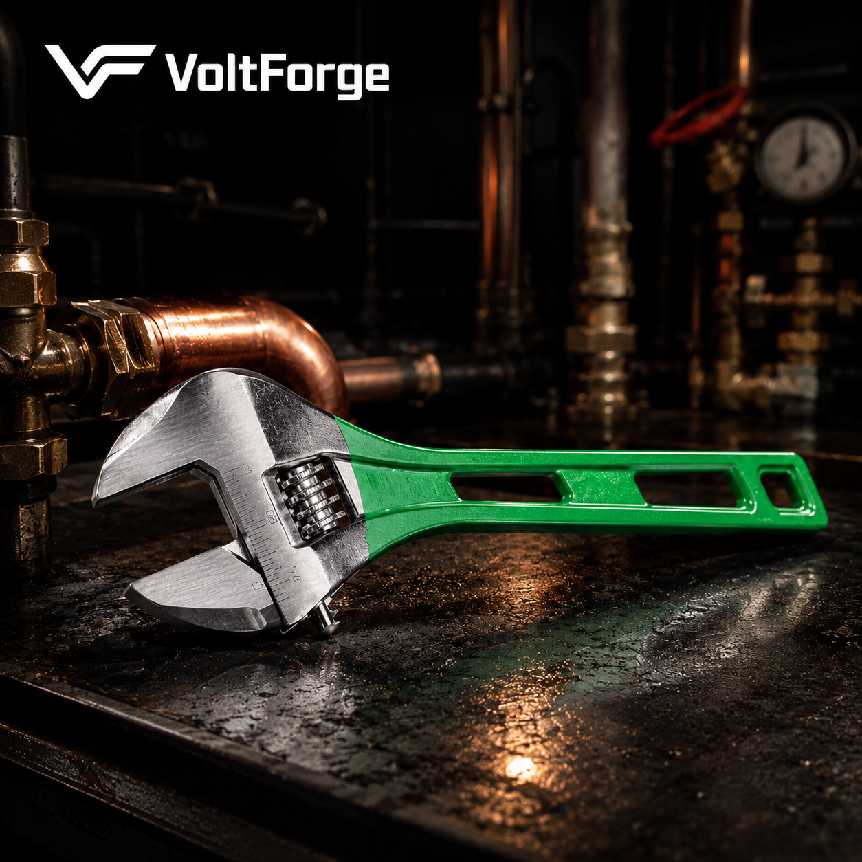 VoltForge Large Opening Adjustable Wrench – Multi-Purpose Pipe Spanner for Plumbing, Bathroom & Maintenance Repairs
