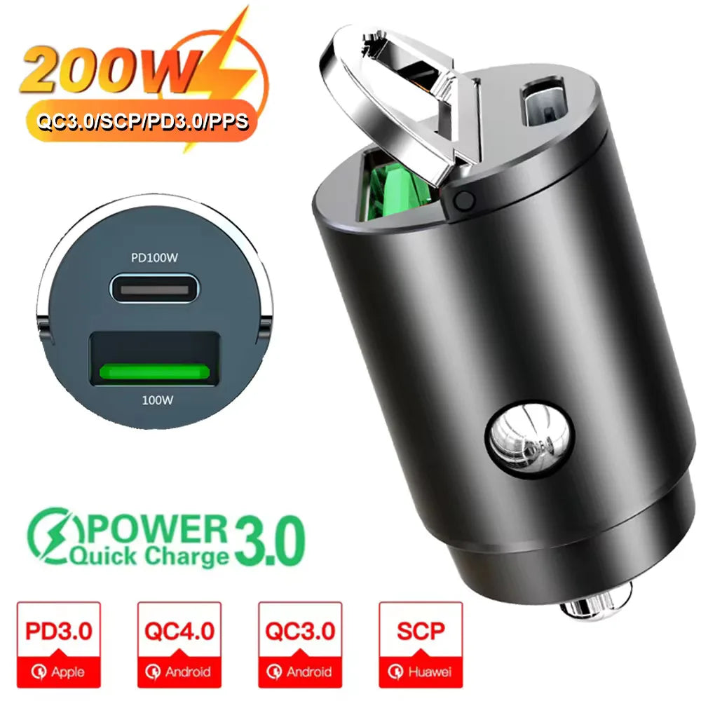 VoltForge PD & QC3.0 Dual-Port Fast Car Charger