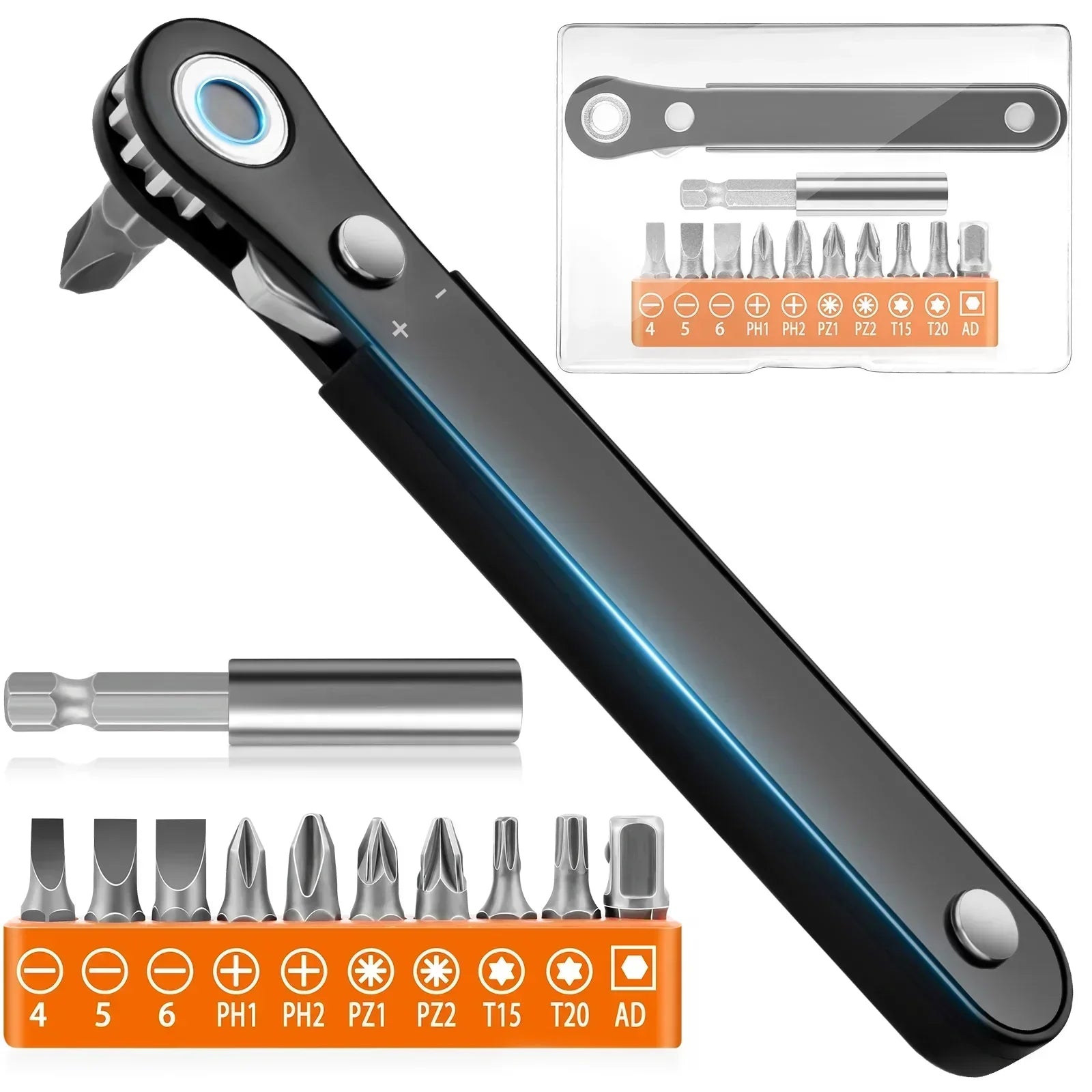 VoltForge Mini Right-Angle Ratcheting Screwdriver Set