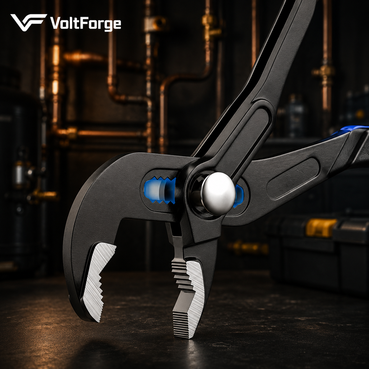 VoltForge Adjustable Pump Pliers – Large Opening Multi-Grip Pipe Pliers for Plumbing, Maintenance & Repair Work