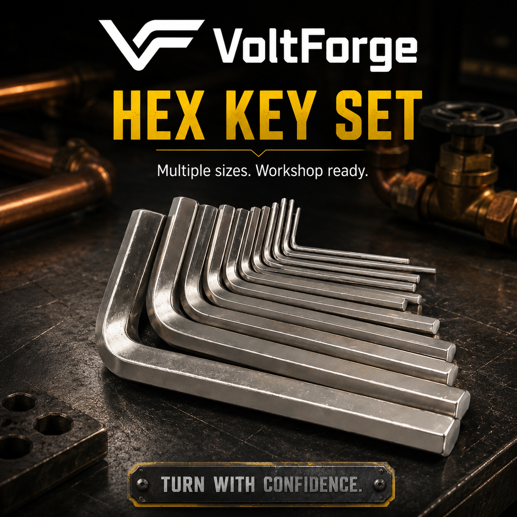 VoltForge Inch L-Shaped Hex Key Set (Flat Head Allen Wrench)