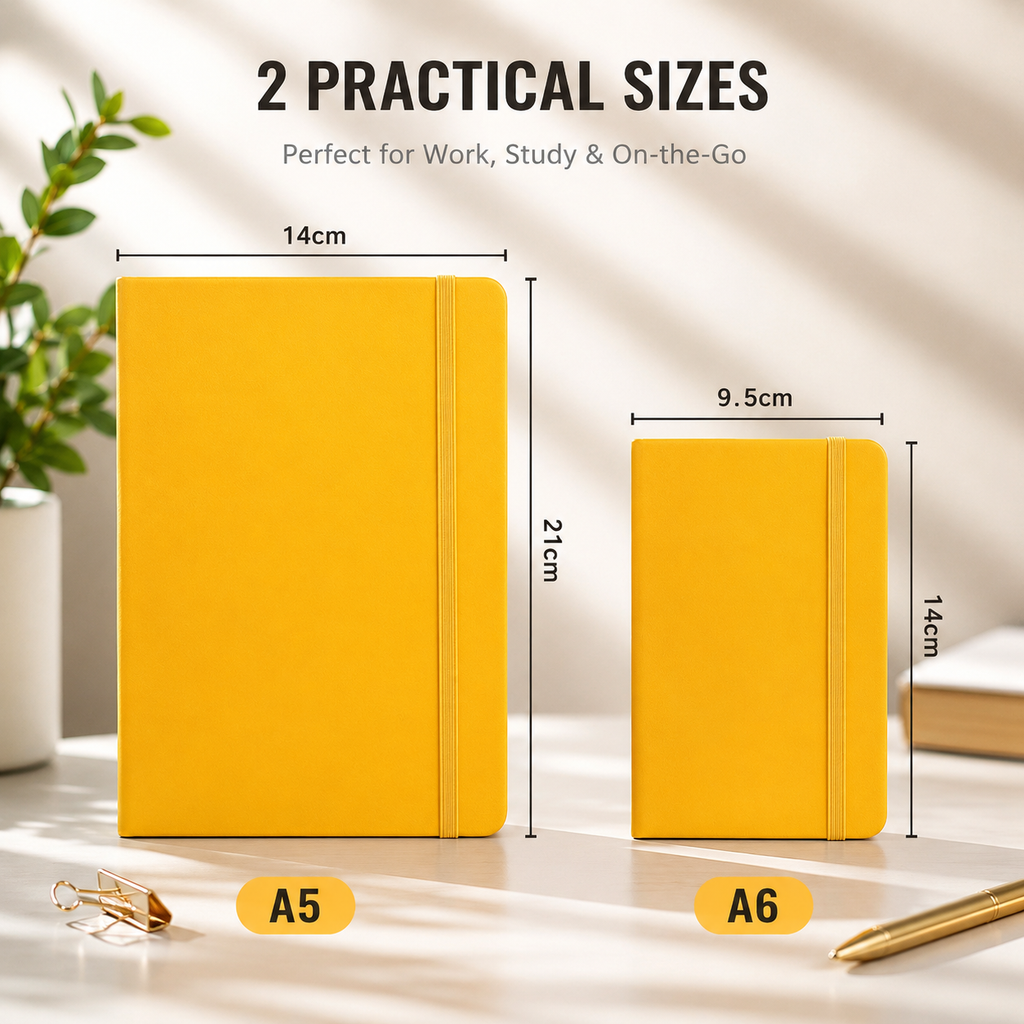 VoltForge A5 Personalized Leather Journal Notebook – 80 Lined Pages, Portable Writing Diary, 8 Color Options