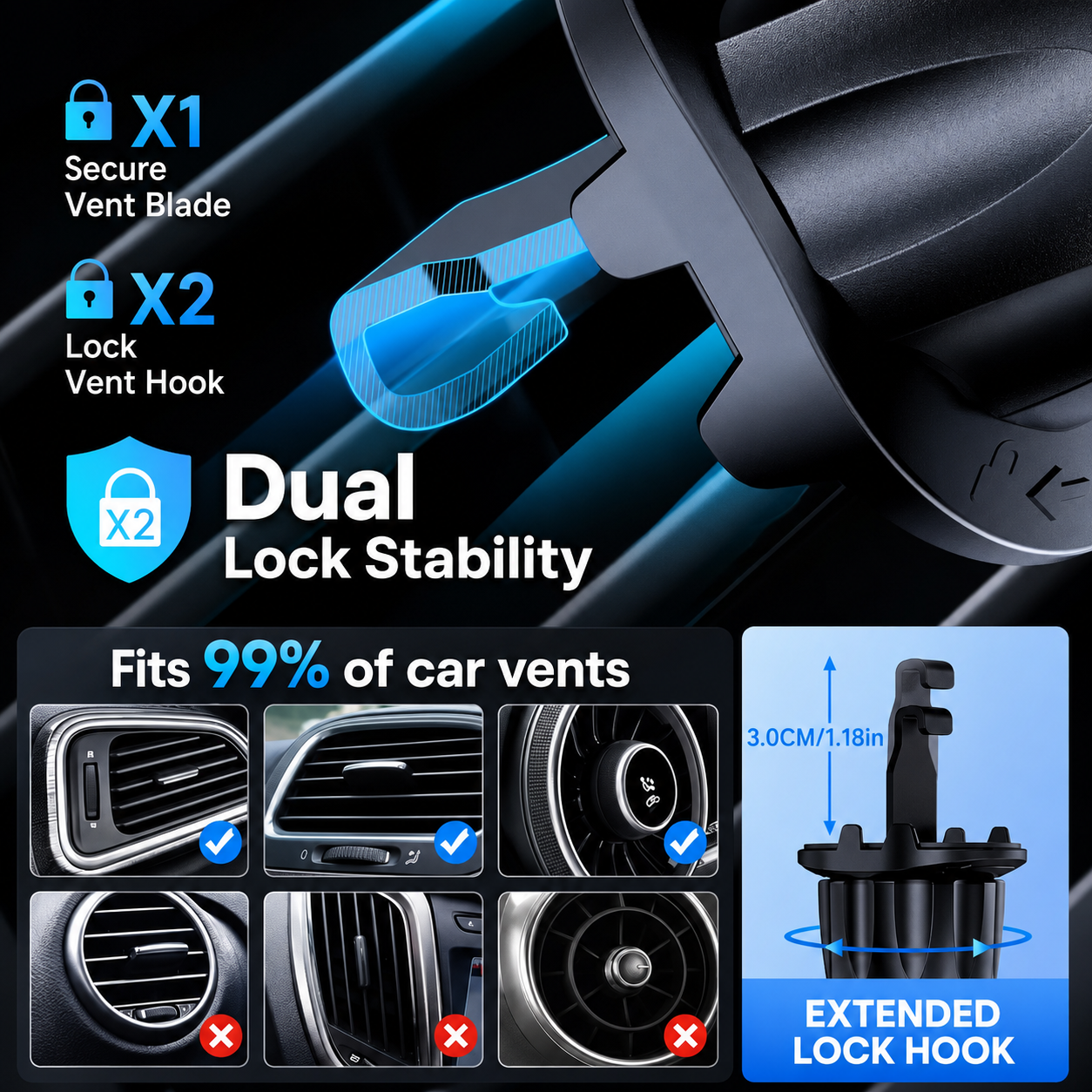 VoltForge Secure Grip Car Phone Holder