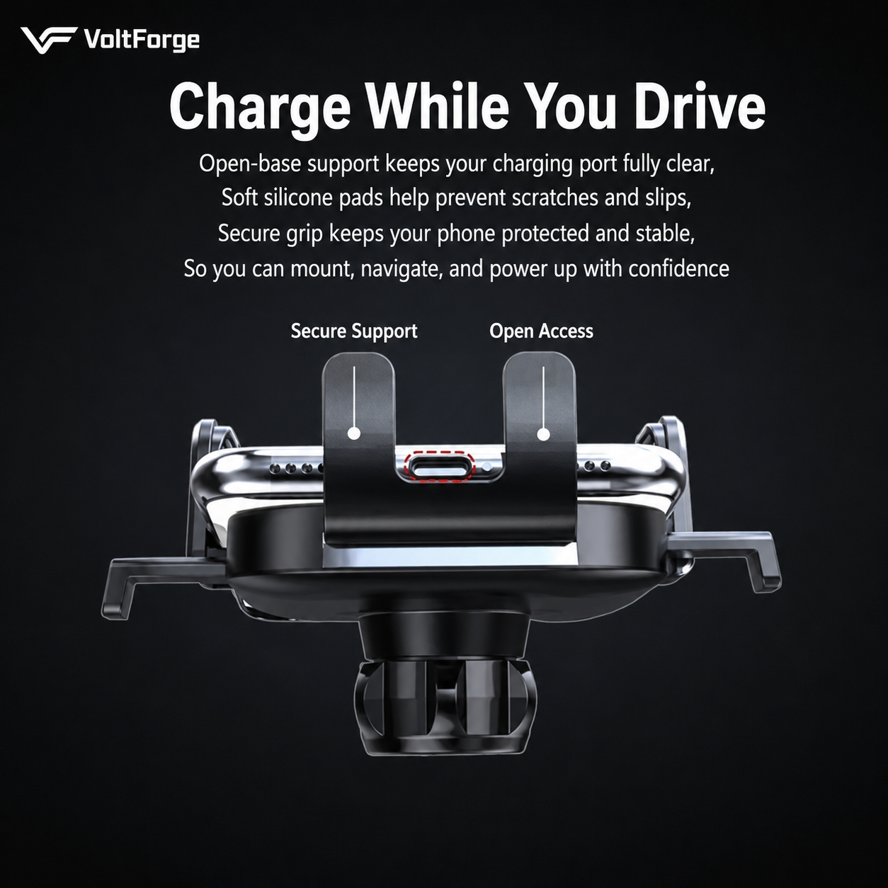 VoltForge Secure Grip Car Phone Holder