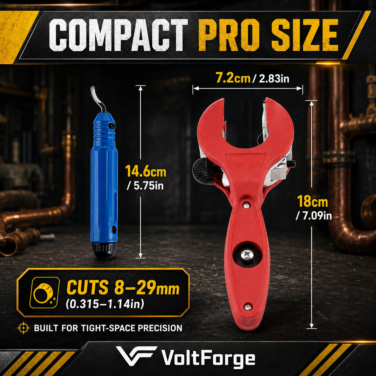 VoltForge Ratchet Pipe Cutter (8-29mm)