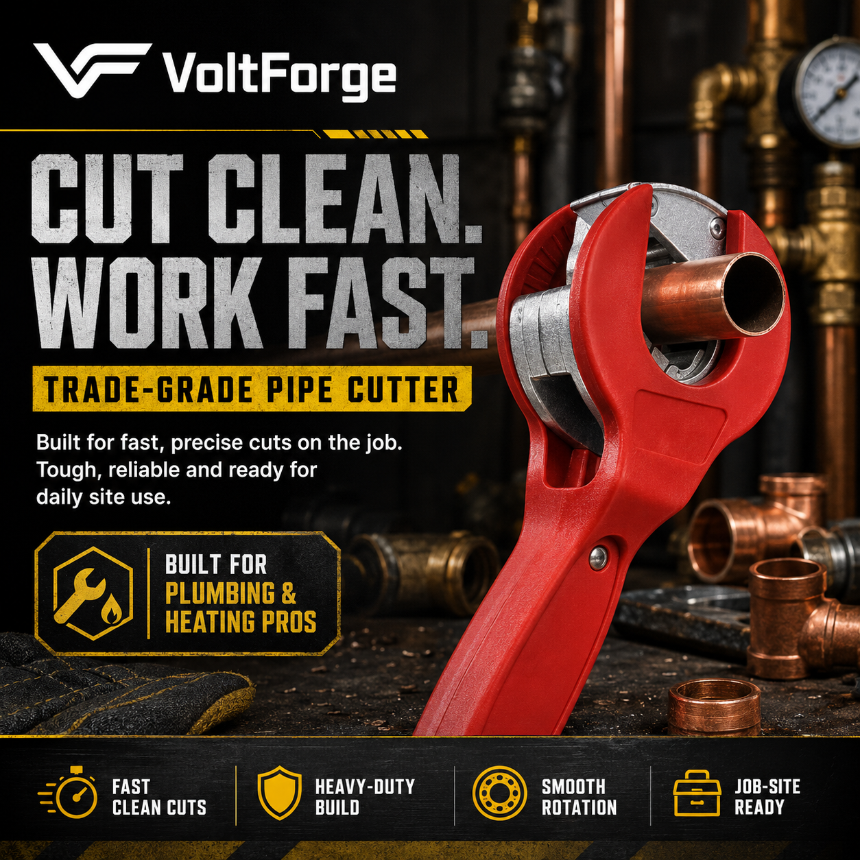 VoltForge Ratchet Pipe Cutter (8-29mm)
