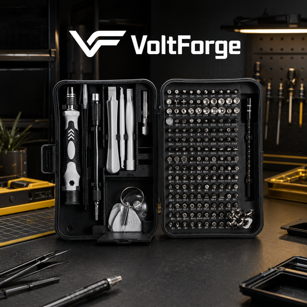 VoltForge 170-in-1 Precision Screwdriver Set – Magnetic Repair Kit with 154 Bits for Electronics, Phones, Laptops & DIY Repairs