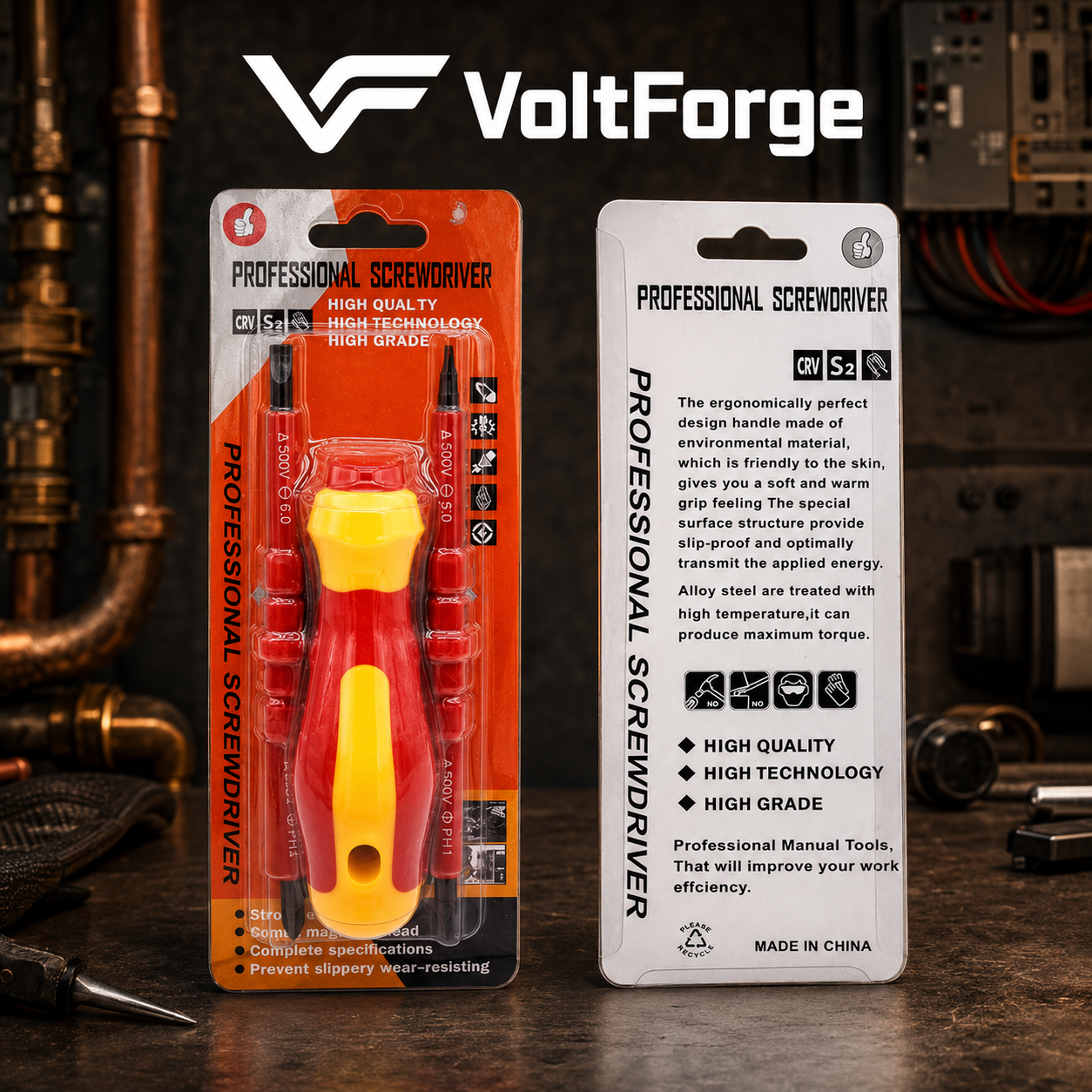VoltForge 3-in-1 Insulated Electrician Screwdriver Kit