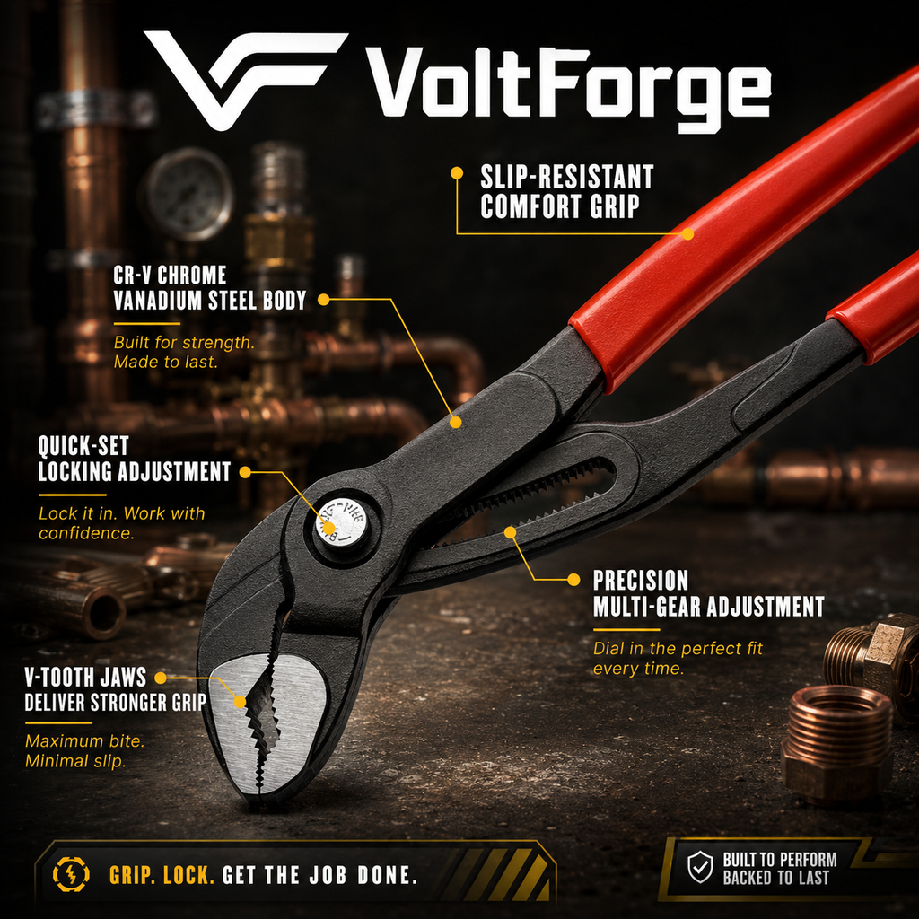 VoltForge Quick Adjust V-Jaw Water Pump Pliers