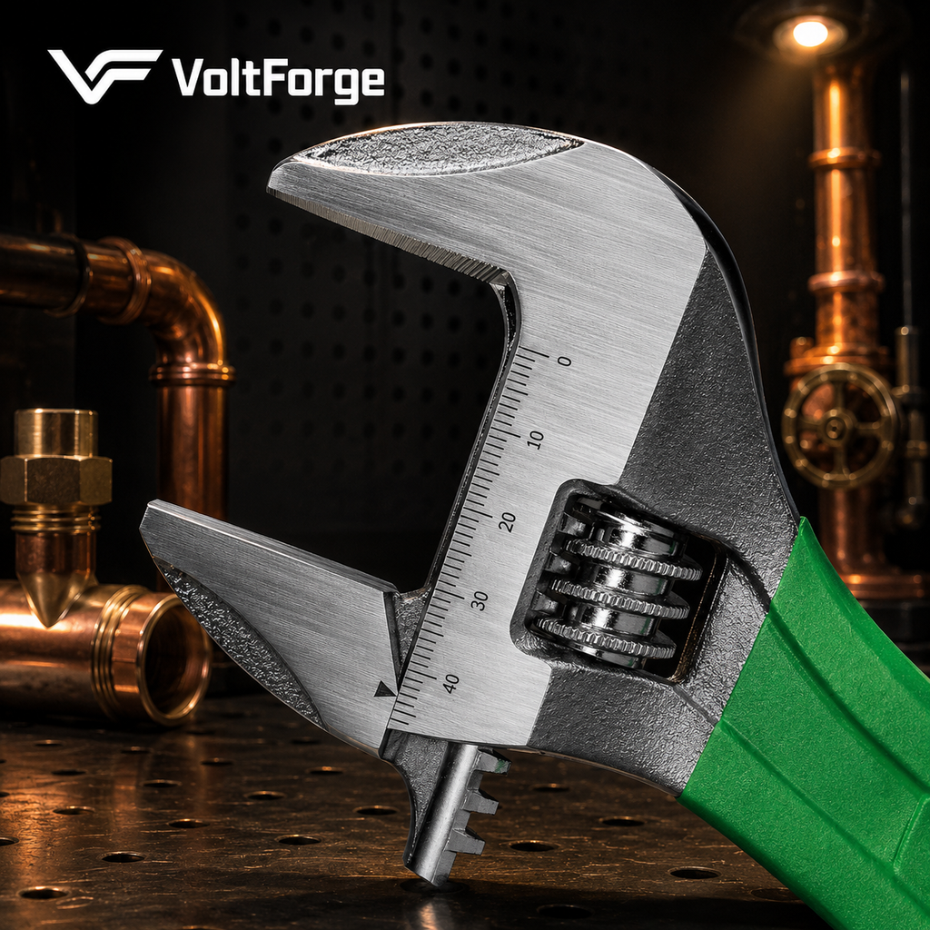 VoltForge Large Opening Adjustable Wrench – Multi-Purpose Pipe Spanner for Plumbing, Bathroom & Maintenance Repairs