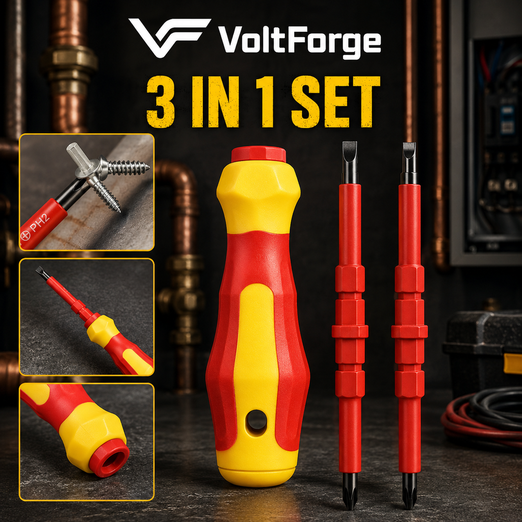 VoltForge 3-in-1 Insulated Electrician Screwdriver Kit
