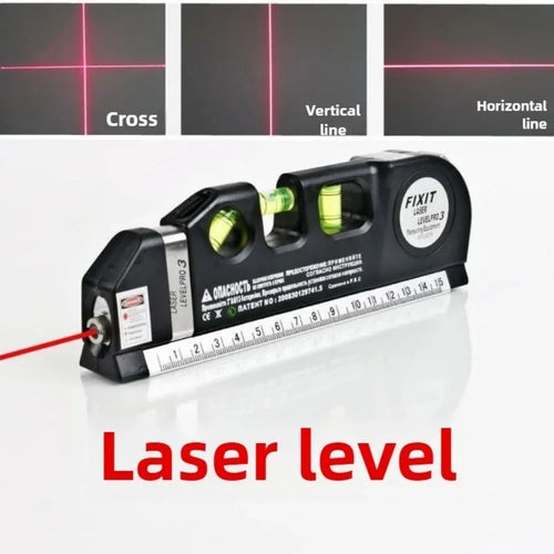 Home Multi-function High Precise Laser Leveling Instrument Steel Ruler Straight Line Laser Level Aligner Vertical Measure Tape