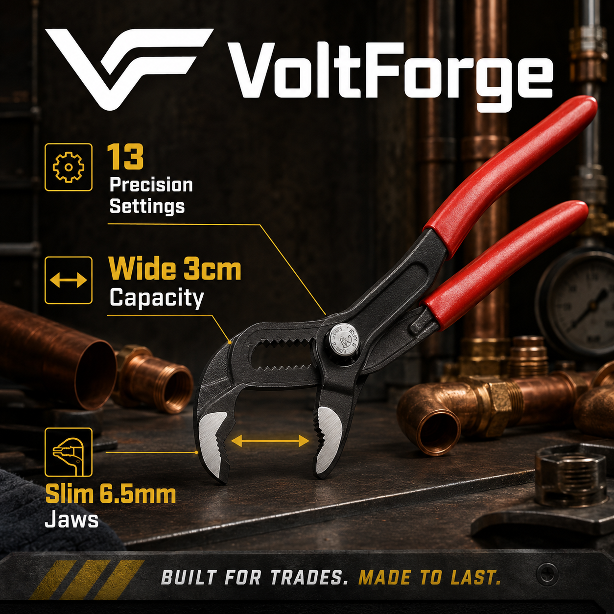 VoltForge Mini Adjustable Crescent Wrench & Pipe Clamp