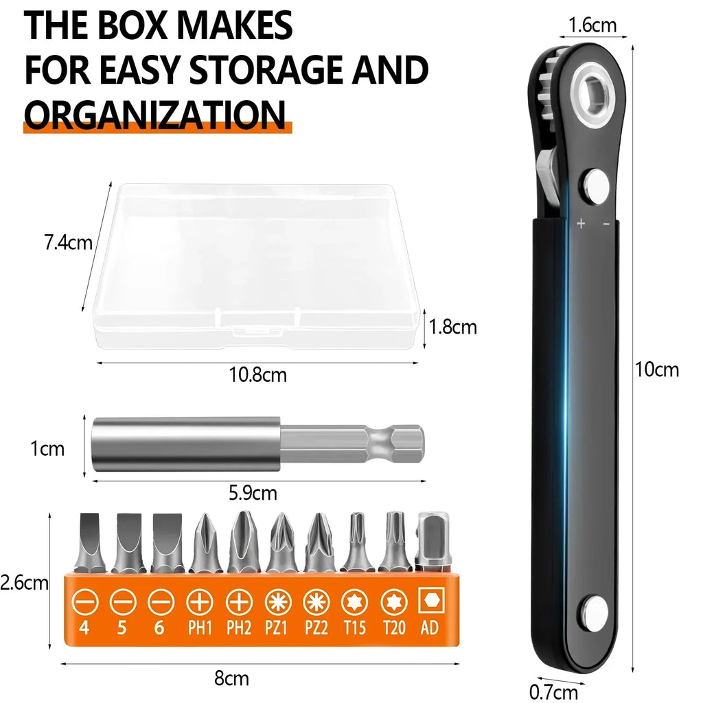 VoltForge Mini Right-Angle Ratcheting Screwdriver Set