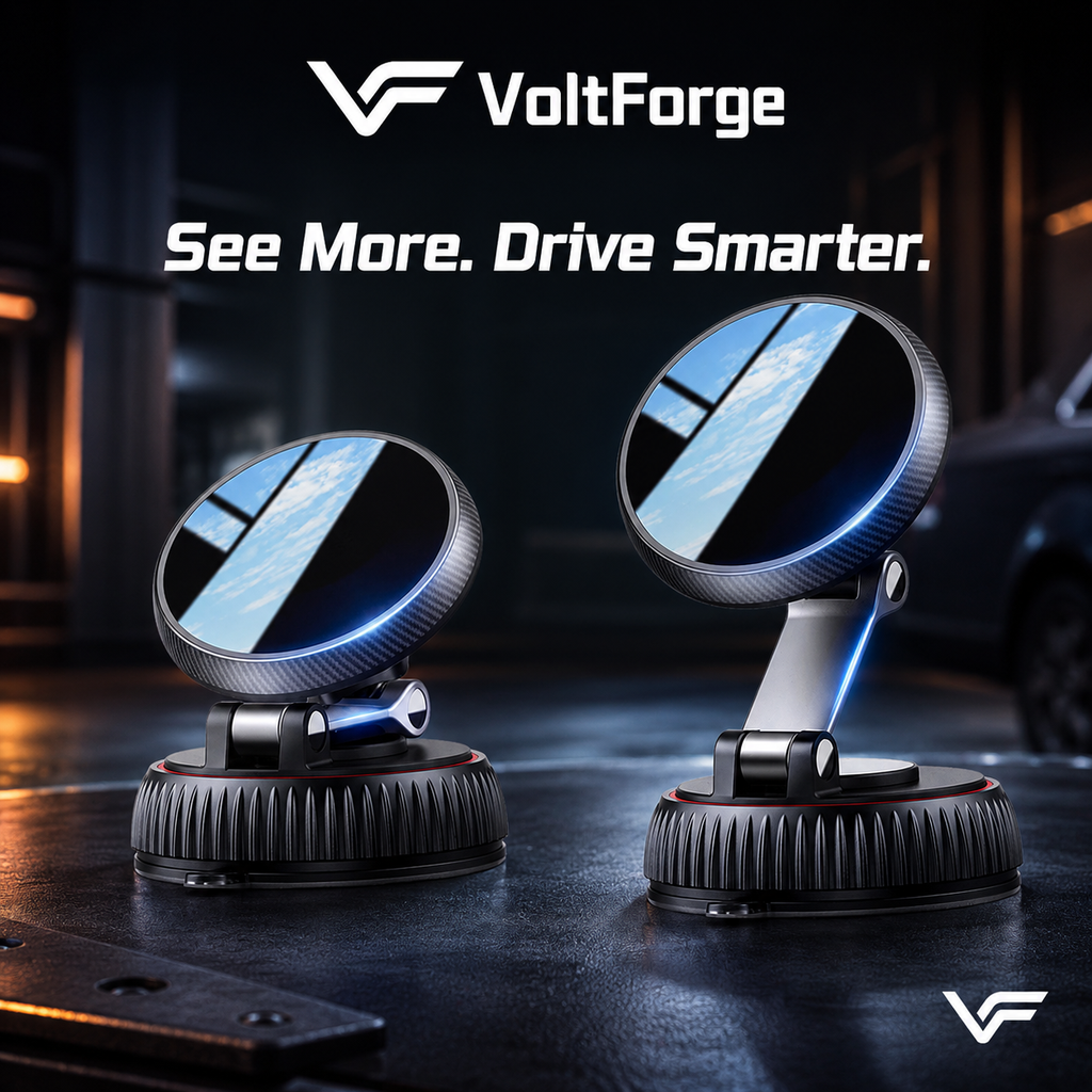 VoltForge Magnetic Car Phone Holder – 360° Rotating MagSafe-Compatible Dashboard & Windshield Mount