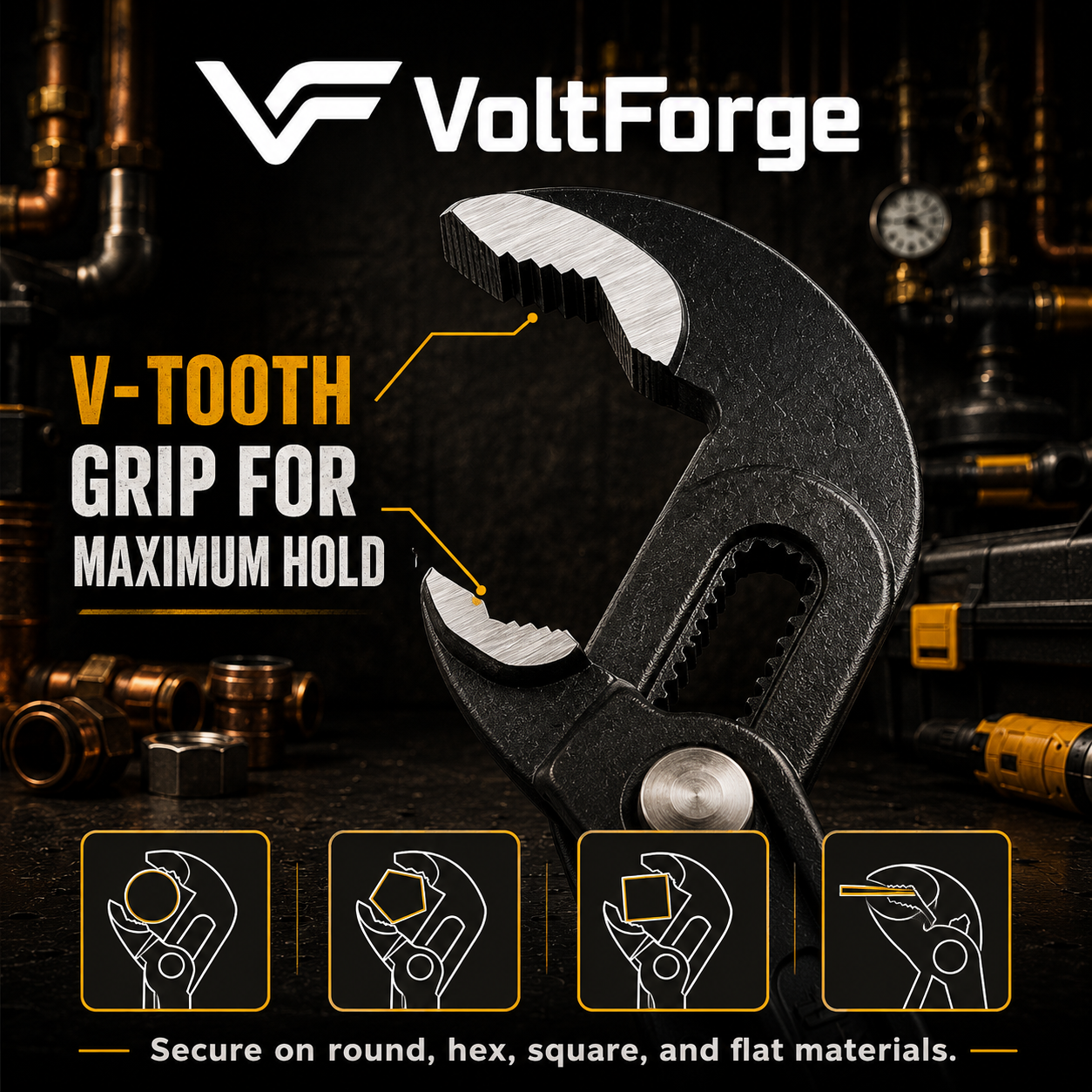 VoltForge Quick Adjust V-Jaw Water Pump Pliers