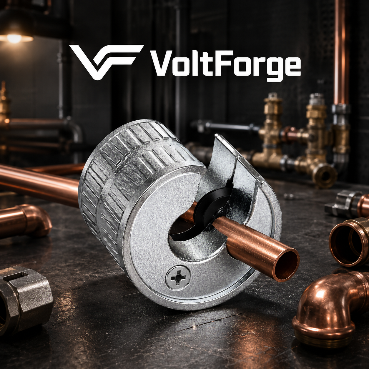 VoltForge Round Tube Cutter 1/2"–3/4" – Copper & Aluminium Pipe Cutting Tool with Automatic Locking Mechanism