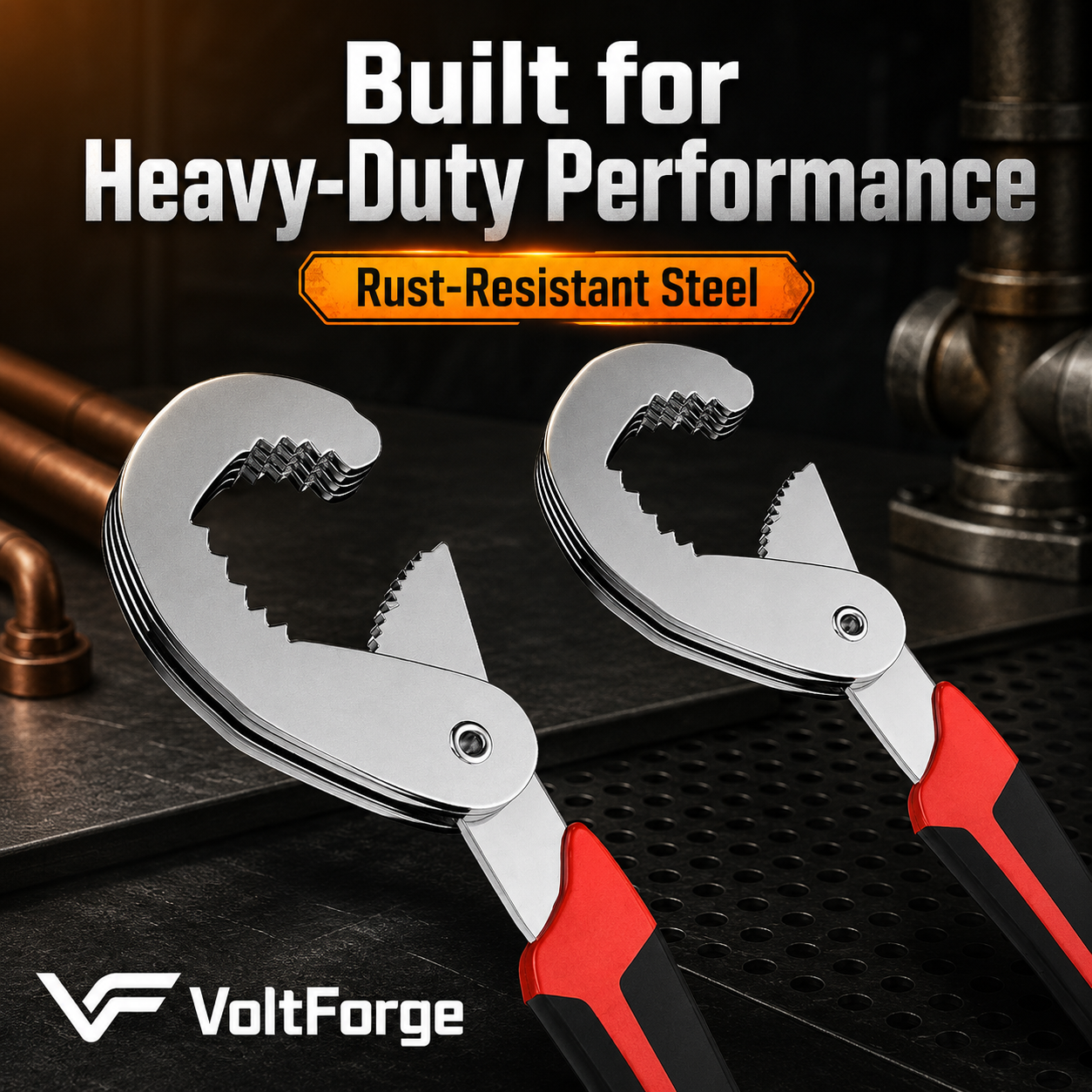 VoltForge Universal Adjustable Wrench Set – Double Open-End High Carbon Steel Spanners for Plumbing, Maintenance & Repair
