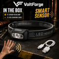 VoltForge USB Rechargeable LED Sensor Headlamp